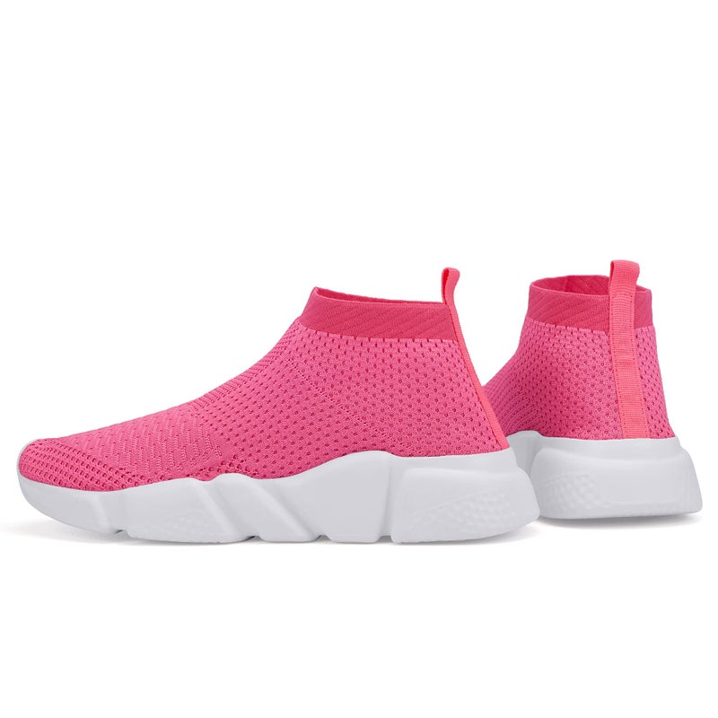 Casbeam Women's Running Knit Comfortable Lightweight Breathable Casual Sports Shoes Fashion Sneakers Slip-On Walking Shoes Pink&White Size 11 - Image 5